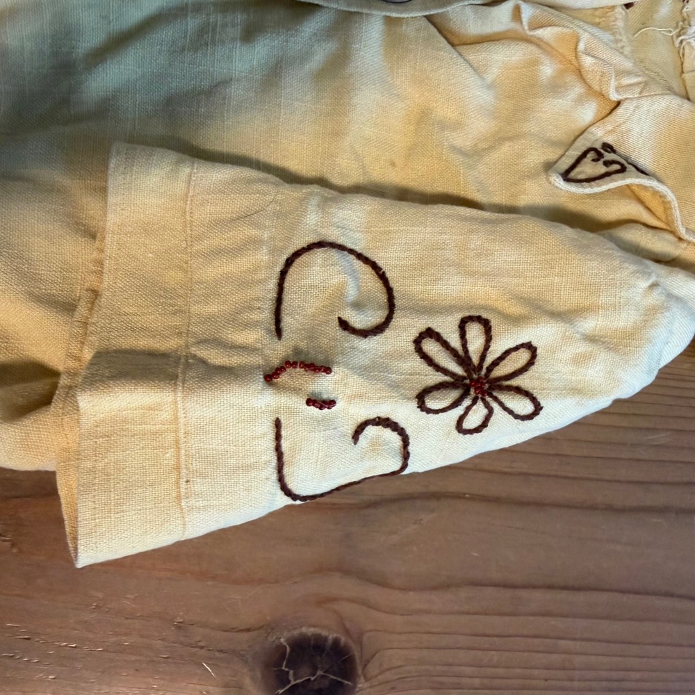 Vintage 50s Bullocks Sunkist Fashions Chain Stitched Yellow Blouse true vintage - Picture 6 of 11